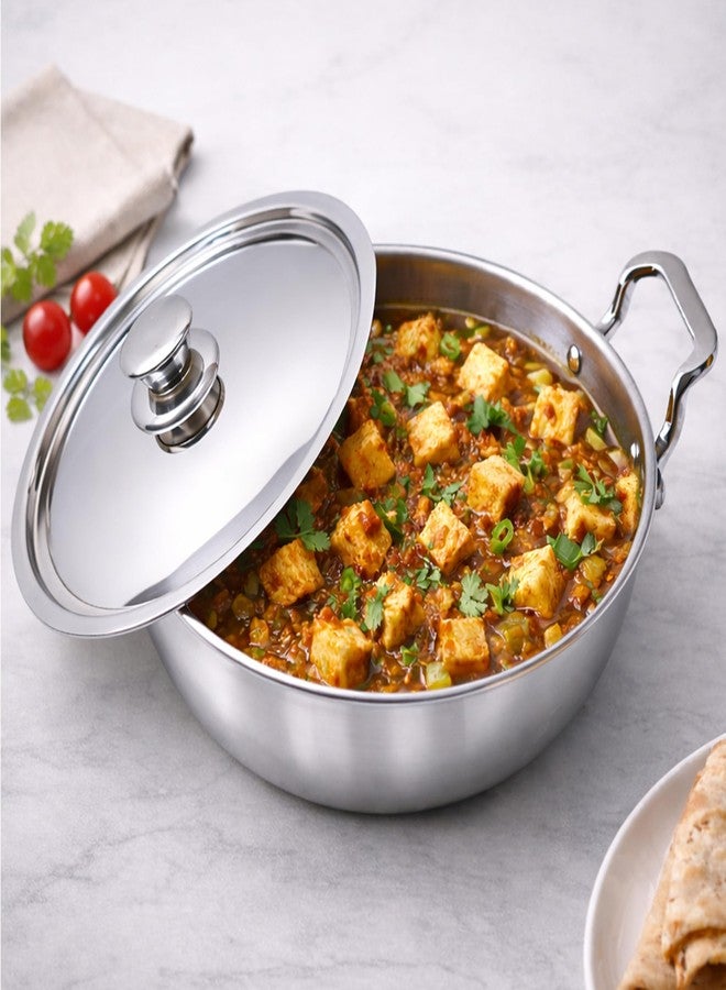 SOLARA Sterra Stainless Steel Kadai/Kadhai with Lid, 22cm/8.6 inch, 2.3Ltr, Induction Base Friendly, 3-Layer Triply Thick Sandwich Bottom, 100% Toxin-Free, No Chemical Coating - Image 1